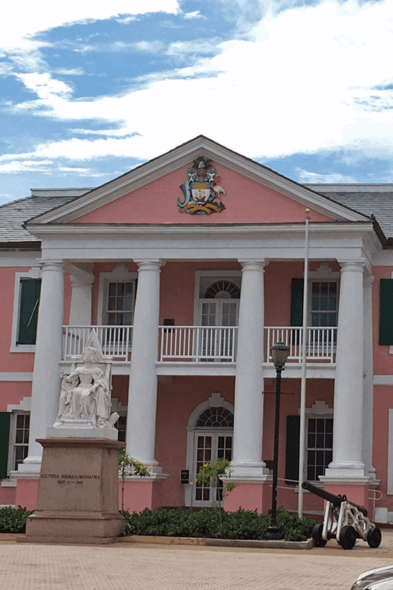 House of Parliament in Nassau, Bahamas historic downtown