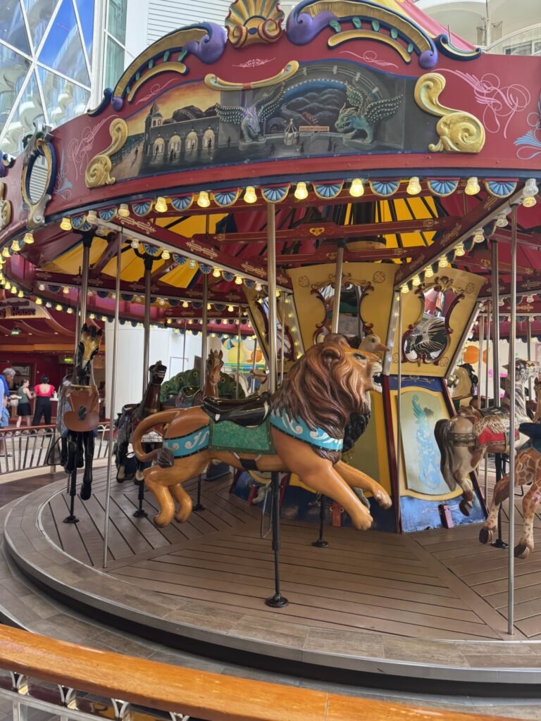 Carousel on the Boardwalk aboard Oasis of the Seas, shown without riders.