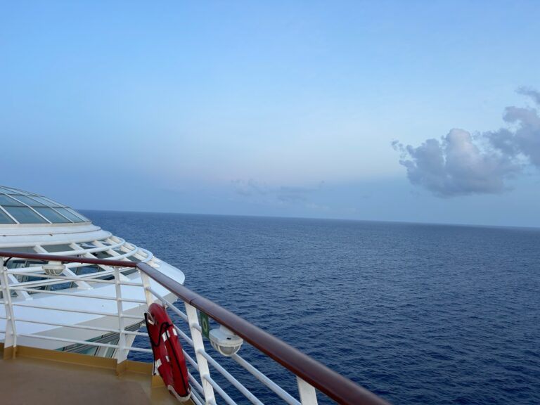 Ocean view from the cruise ship, symbolizing the peaceful setting often chosen for scattering ashes at sea.
