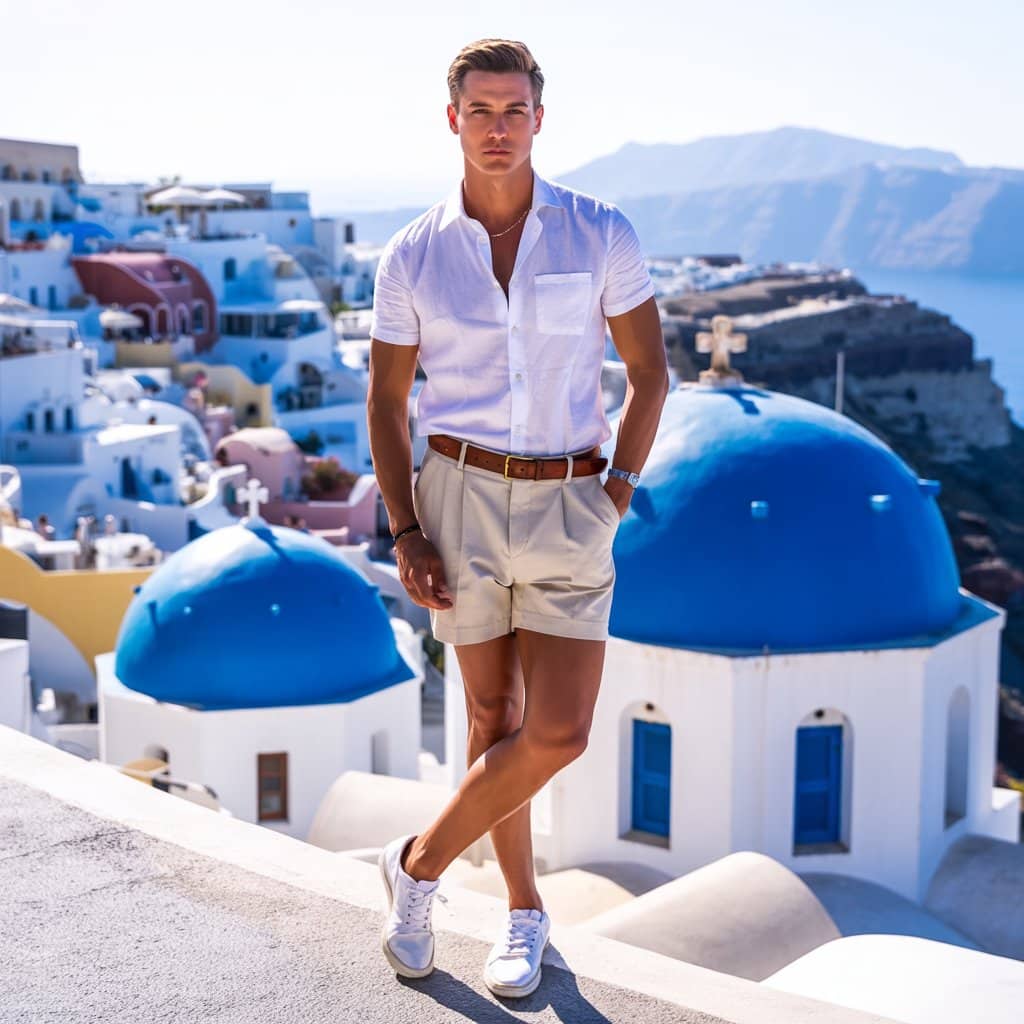 man in Santorini, Greece
