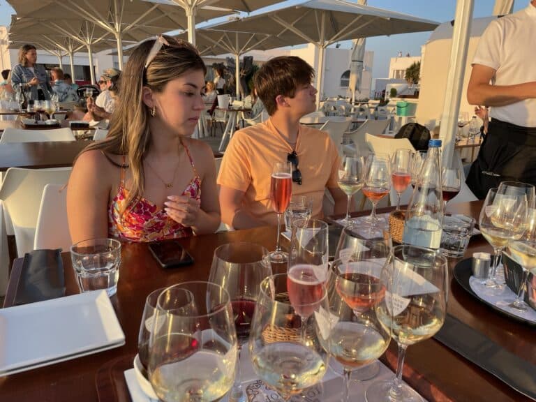 wine tasting in Santorini, Greece