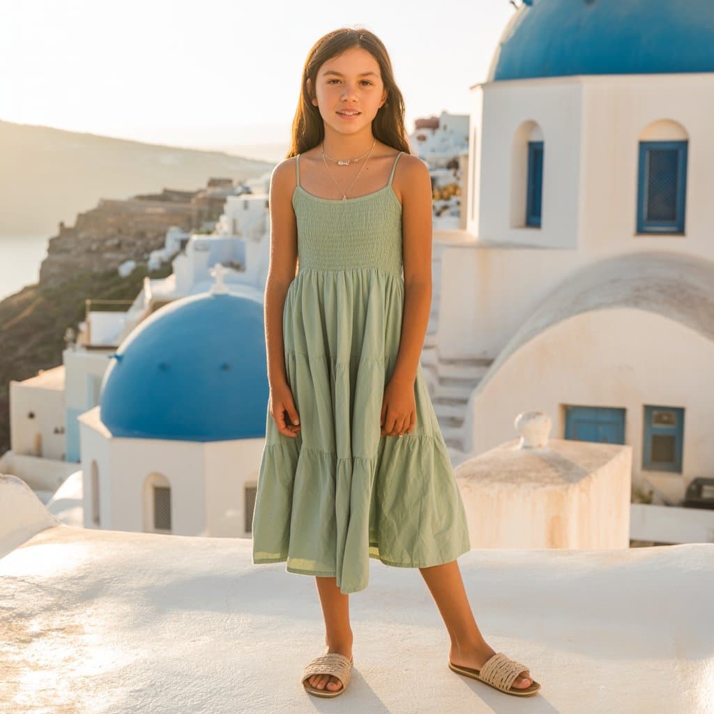girl in Santorini, Greece