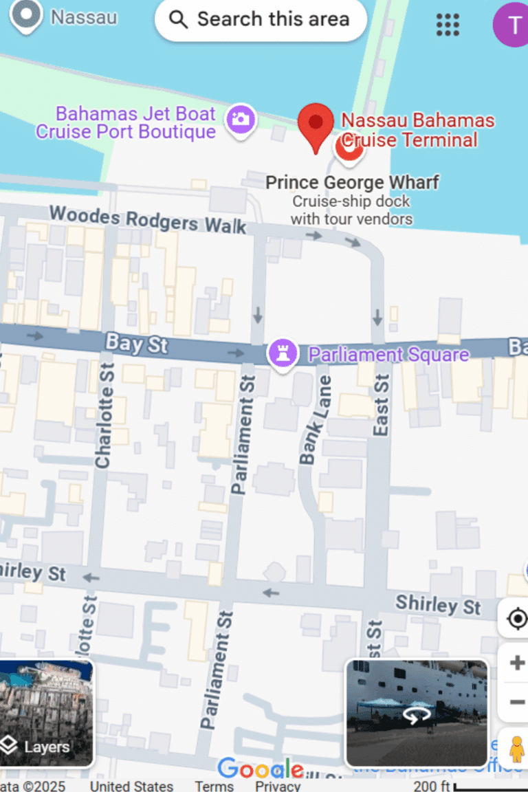 google map of Nassau, Bahamas