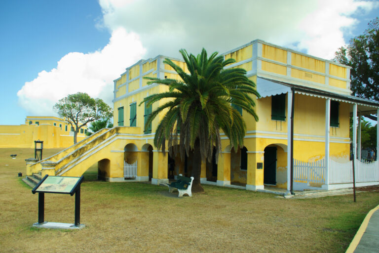 The Commons House at Christiansted National Historic Site, a restored Danish-era building in St. Croix.