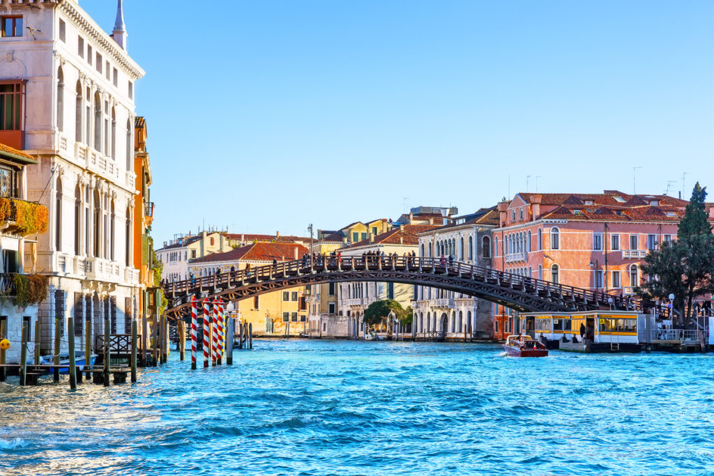 The Ponte dell'Accademia is bridge to span the Grand Canal in Venice, Italy.