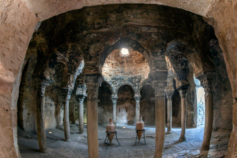 Interior of the Arab Baths of Palma de Mallorca, Spain