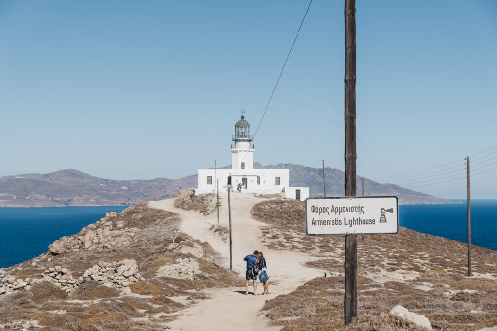 Mykonos, Greece - Armenistis Lighthouse in Mykonos, Greece