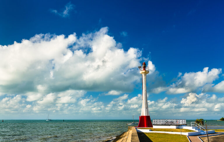 Baron Bliss Lighthouse on the Belize City waterfront, a historic landmark featured on local heritage tours