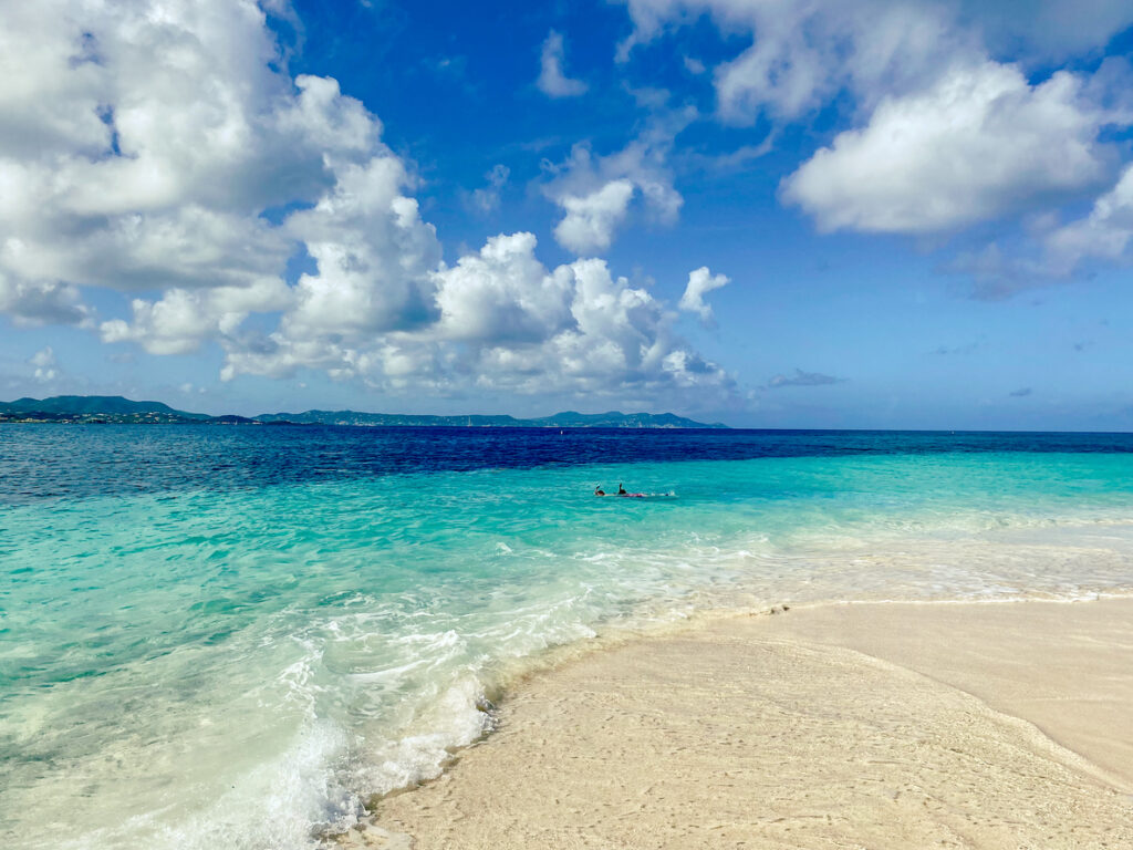 View from Turtle Beach at Buck Island Reef National Monument, looking across turquoise water toward St. Croix.