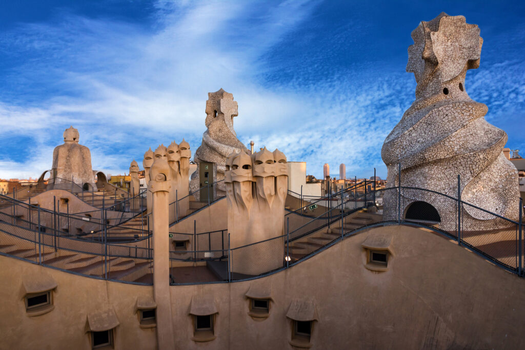 Barcelona, Spain. Casa Mila (La Pedrera) chimneys.