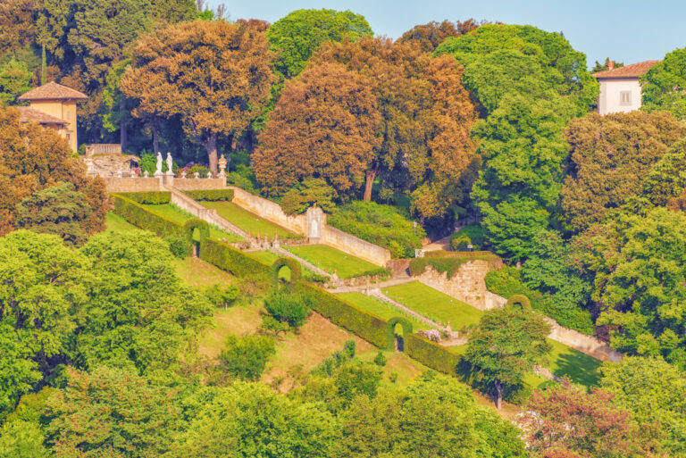 panorama on historical view Gardens of Bardini (Giardino Bardini)