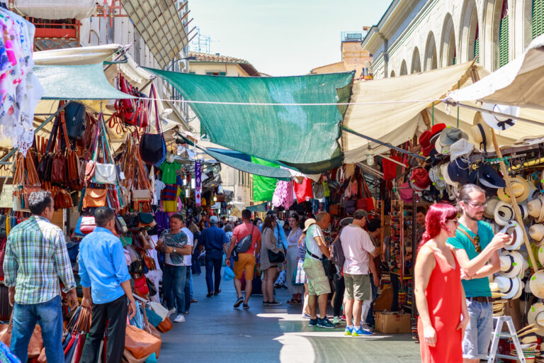 San Lorenzo market in Florence Italy