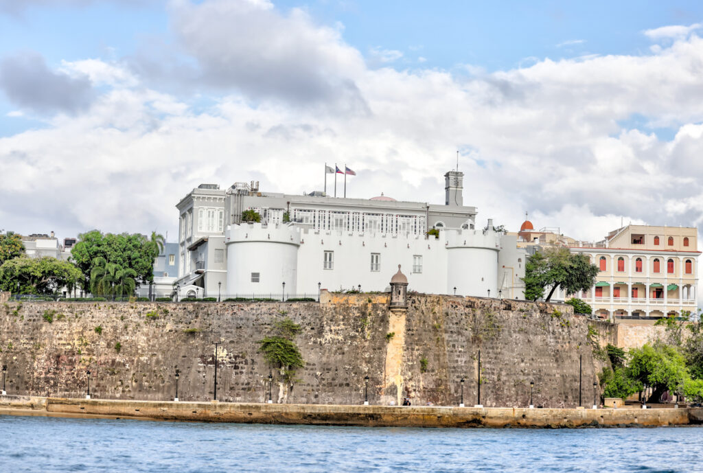 La Fortaleza in Old San Juan, Puerto Rico, a 16th‑century fortified residence of the island’s governor overlooking the historic district.