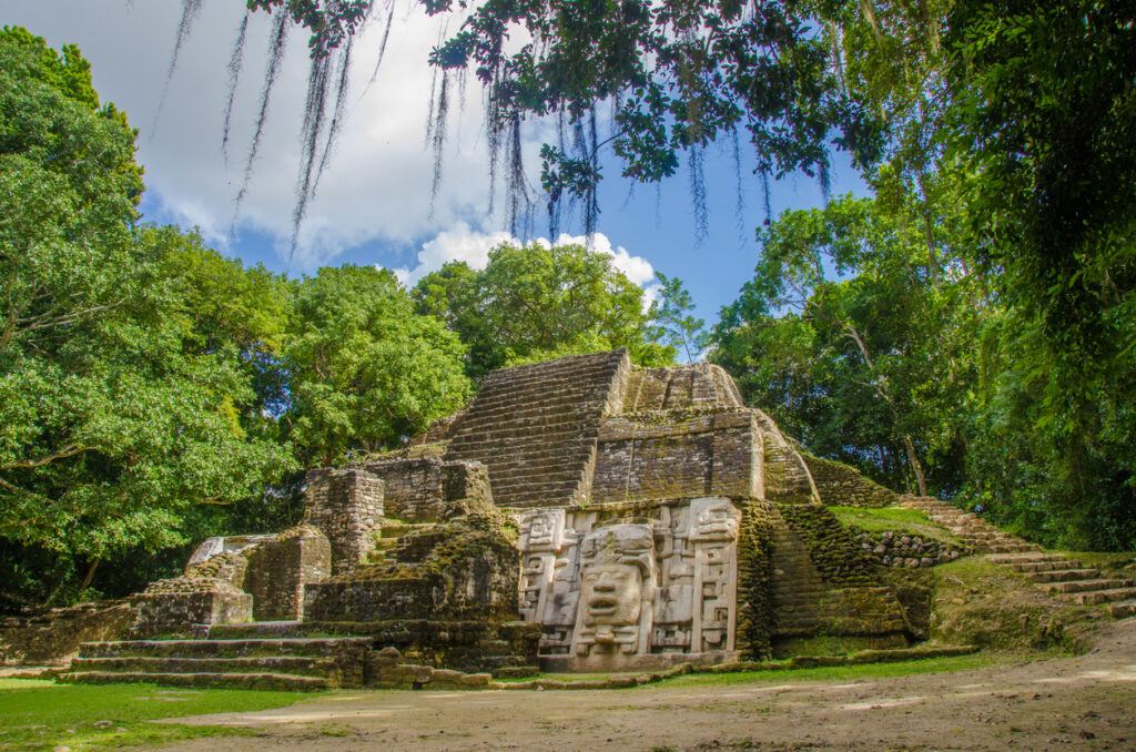 Lamanai Ruins in Belize, hidden deep in the rainforest and filled with ancient Maya history.