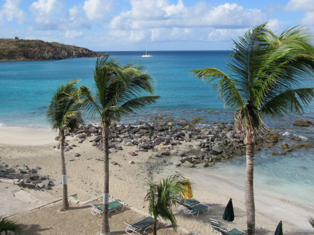 Little Bay Beach in St. Maarten with calm water