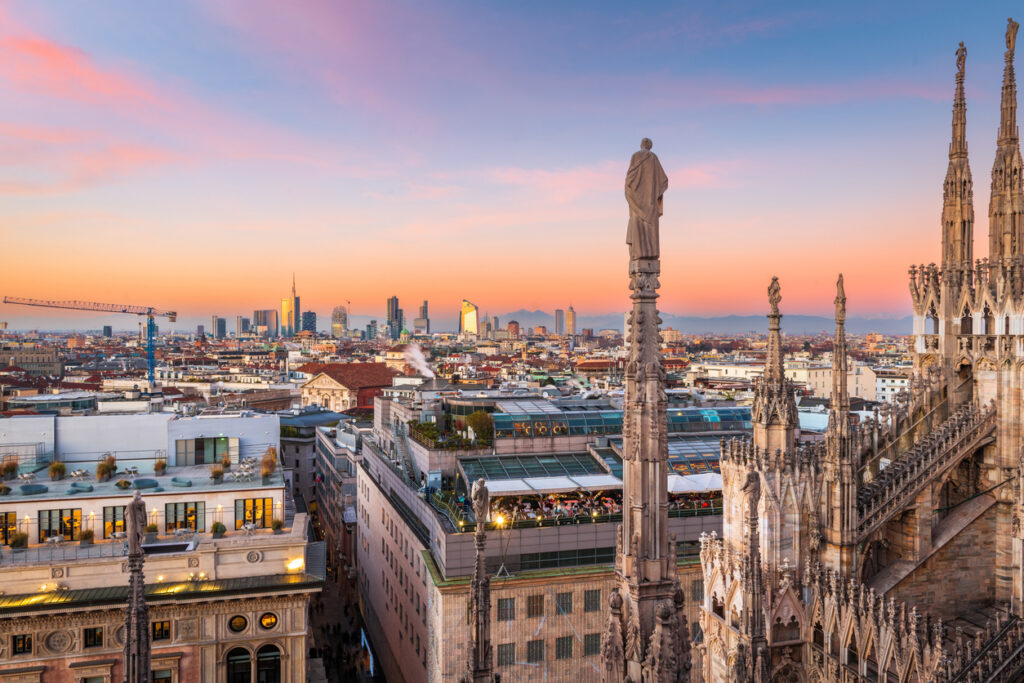 Milan, Italy City Skyline in the evening