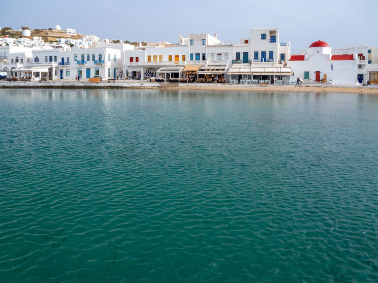 Sea view of Chora Mykonos island in Greece