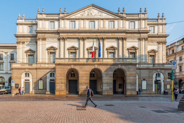 Teatro alla Scala opera house exterior in Milan, Italy