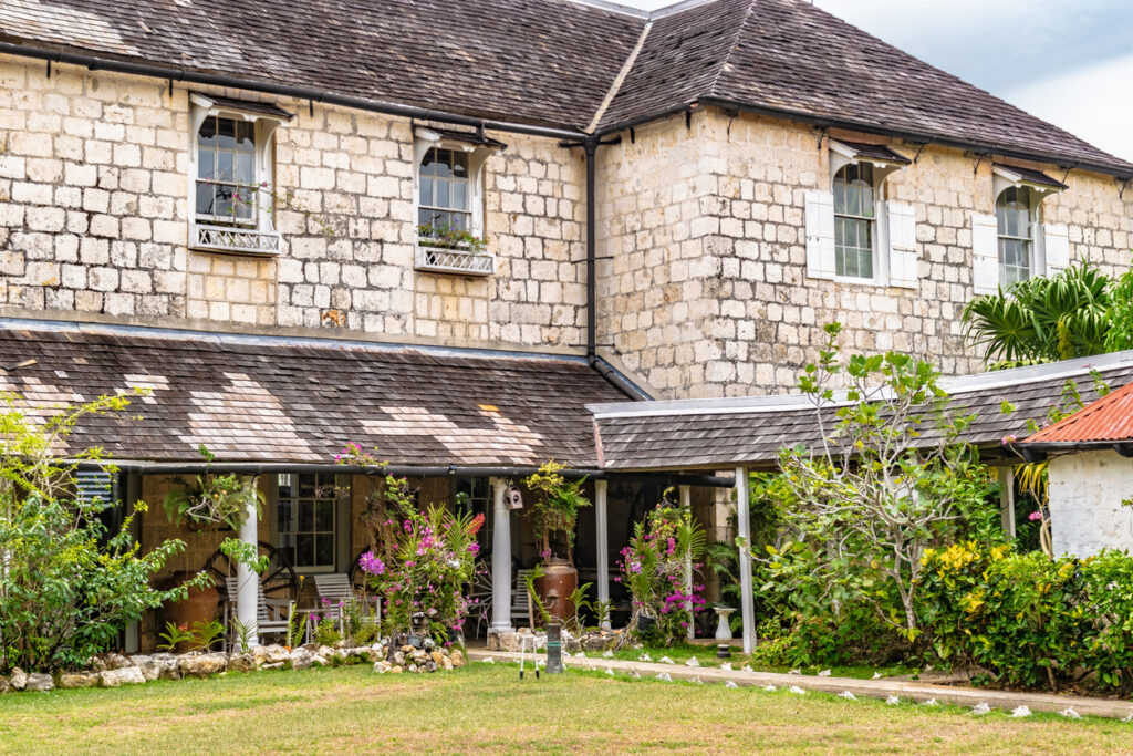 Exterior view of Greenwood Great House in Montego Bay, Jamaica, showcasing its preserved Georgian architecture