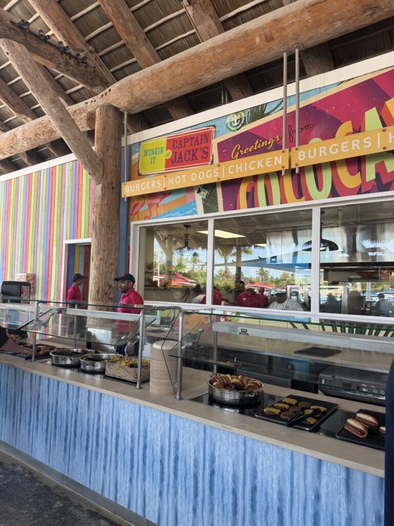 Buffet station at Perfect Day at CocoCay with fresh lunch options available to guests