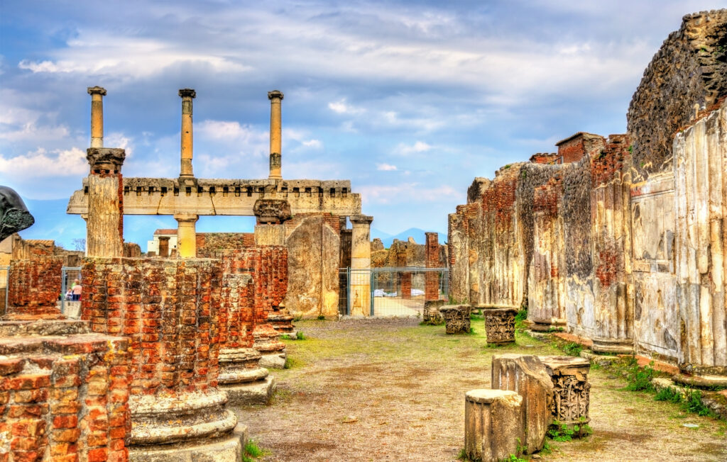 Ancient ruins and stone streets of Pompeii