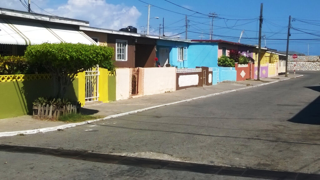Quiet street scene in the Port Royal neighborhood of Kingston, reflecting the historic seaside character of the area