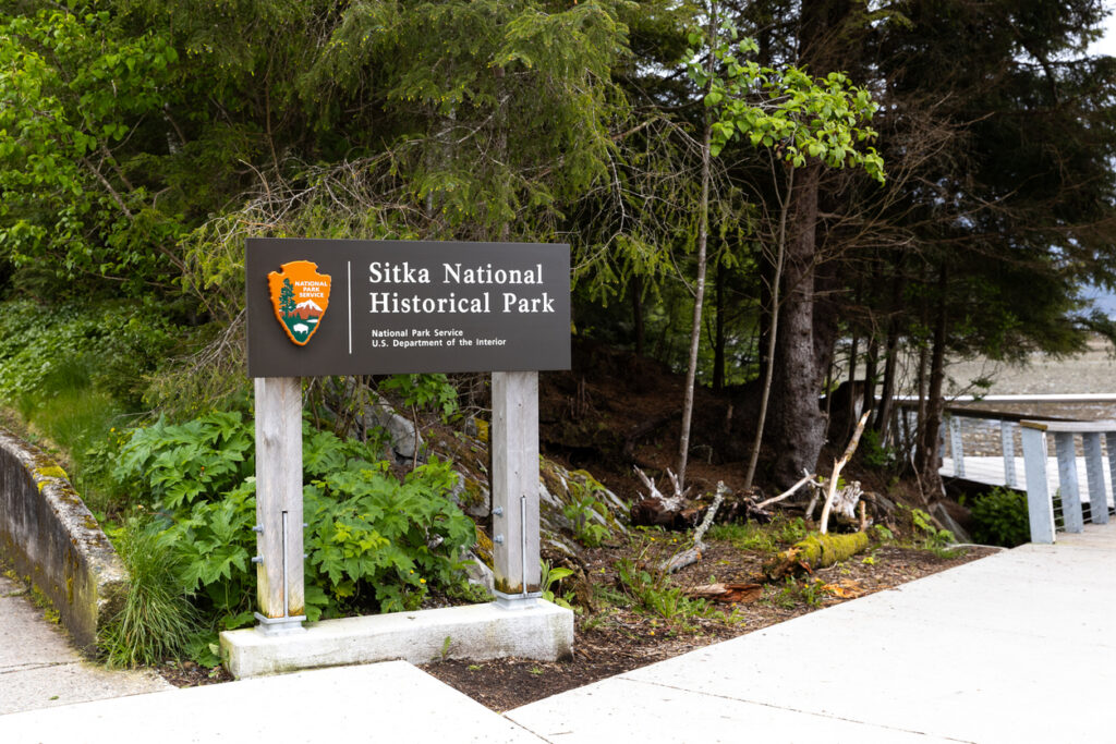 Sitka National Historical Park on a summer day, offering coastal trails, guided tours, cultural demonstrations, and exhibits about Tlingit and Russian history in Sitka, Alaska.