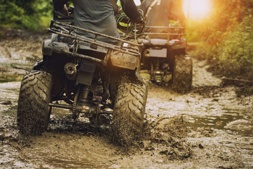 ATV rider exploring the scenic trails of Yaaman Adventure Park on the historic Prospect Estate in Ocho Rios.